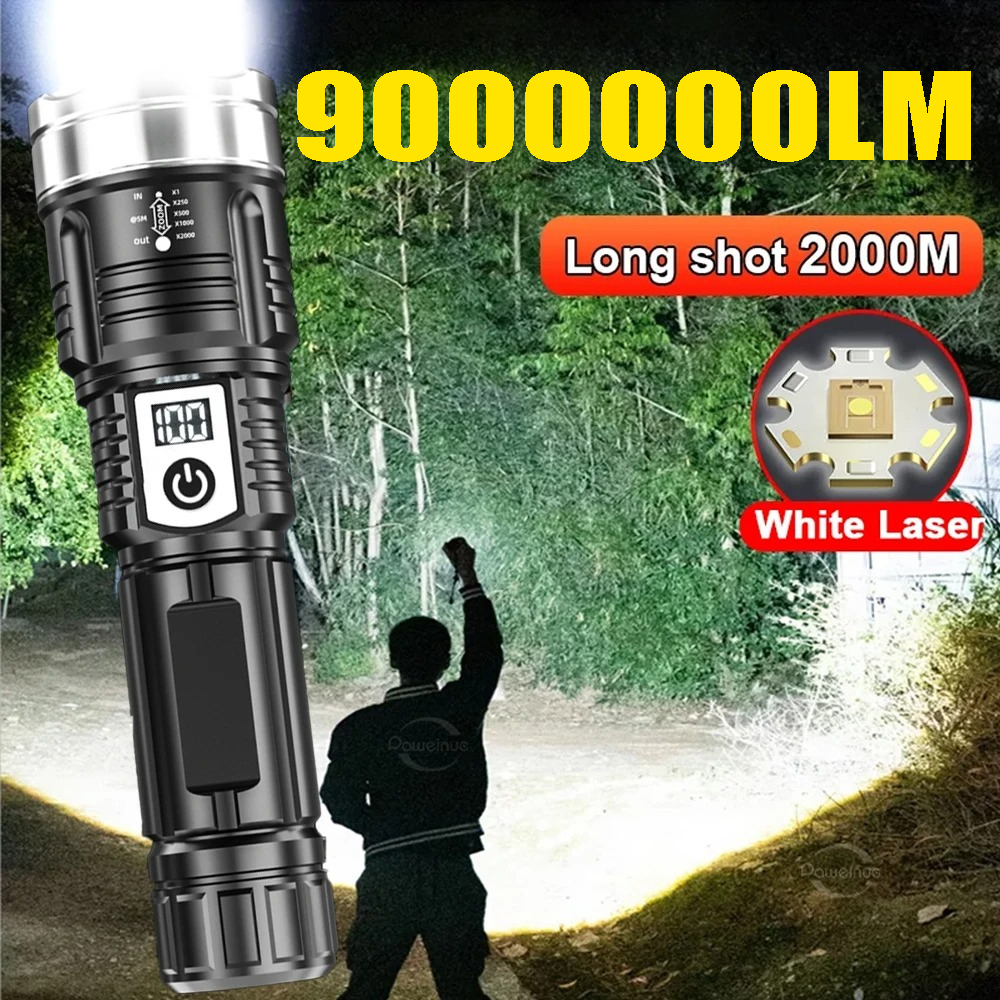 Outdoor Lighting Types - High Power 200000LM LED Flashlight Built-in
