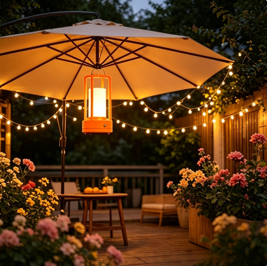 Outdoor Lighting Types - Modern Orange Cage Table Lamp Rechargeable