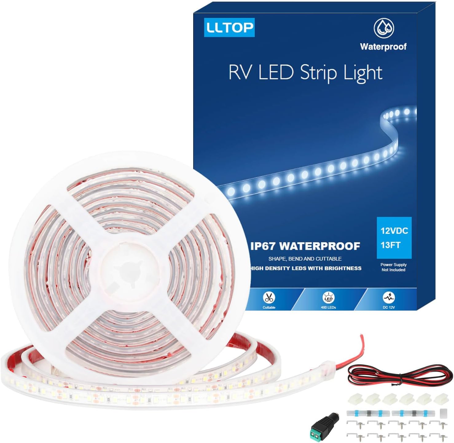 Outdoor Lighting Rechargeable - 12V Blue LED Strip Lights for