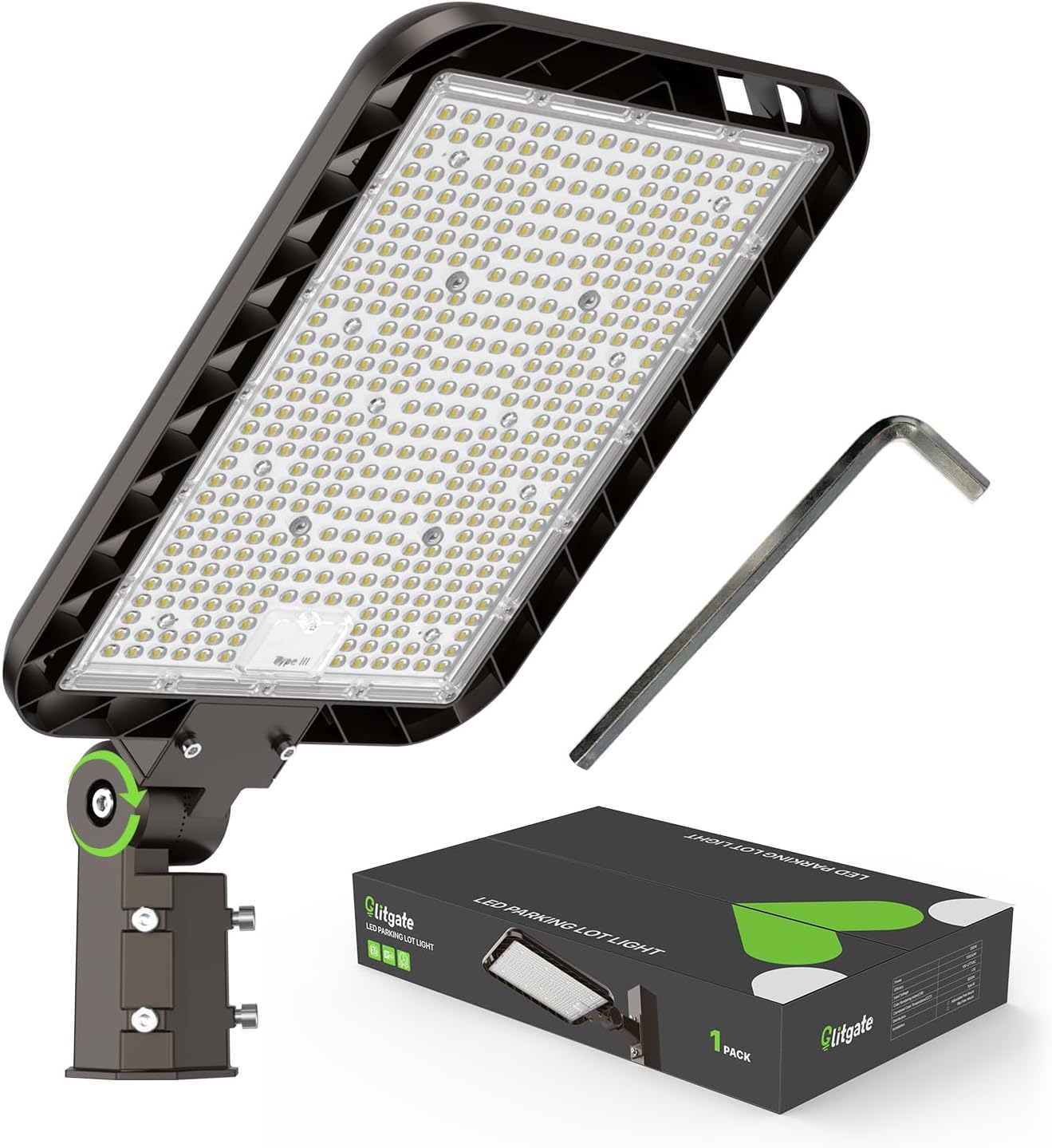 Outdoor Lighting Rechargeable - 400W LED Parking Lot Light, 60,000LM