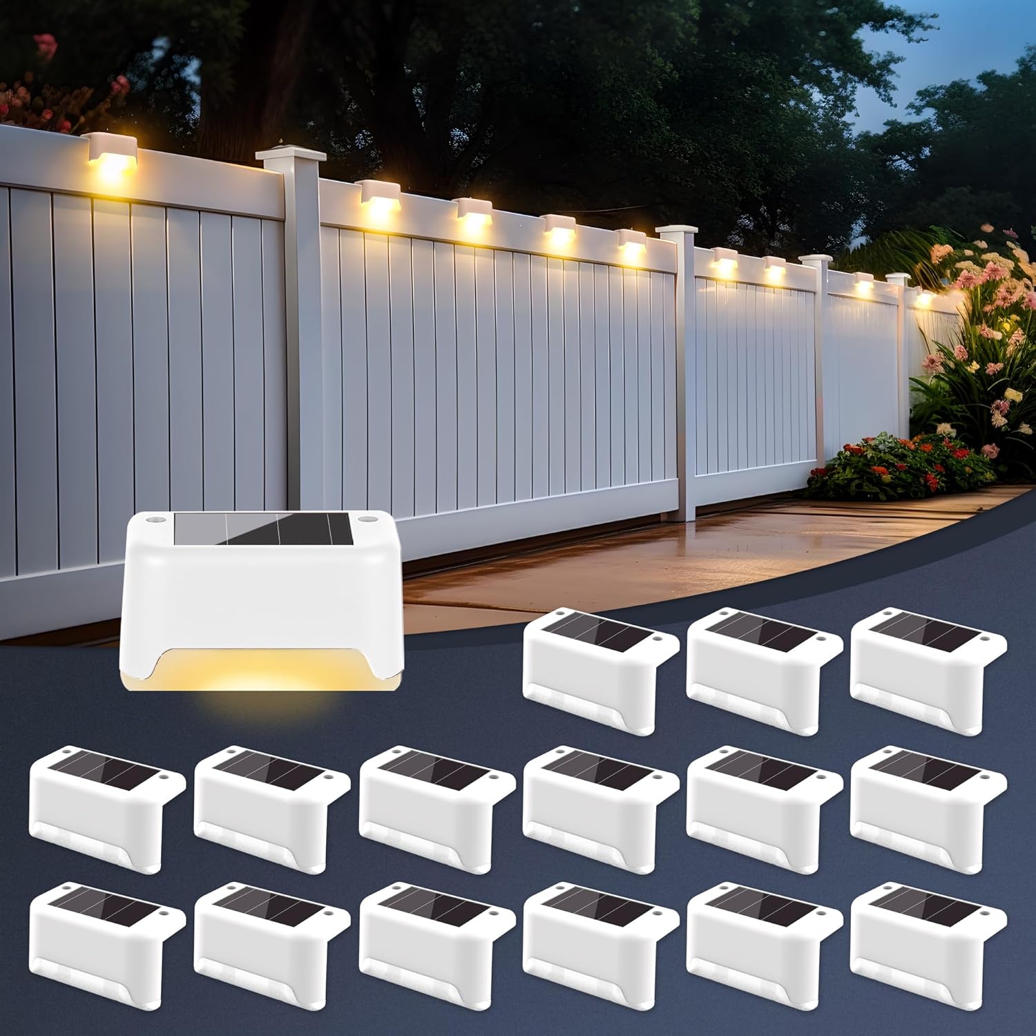 Outdoor Lighting On Stairs - 16 Pack Solar Step Lights for