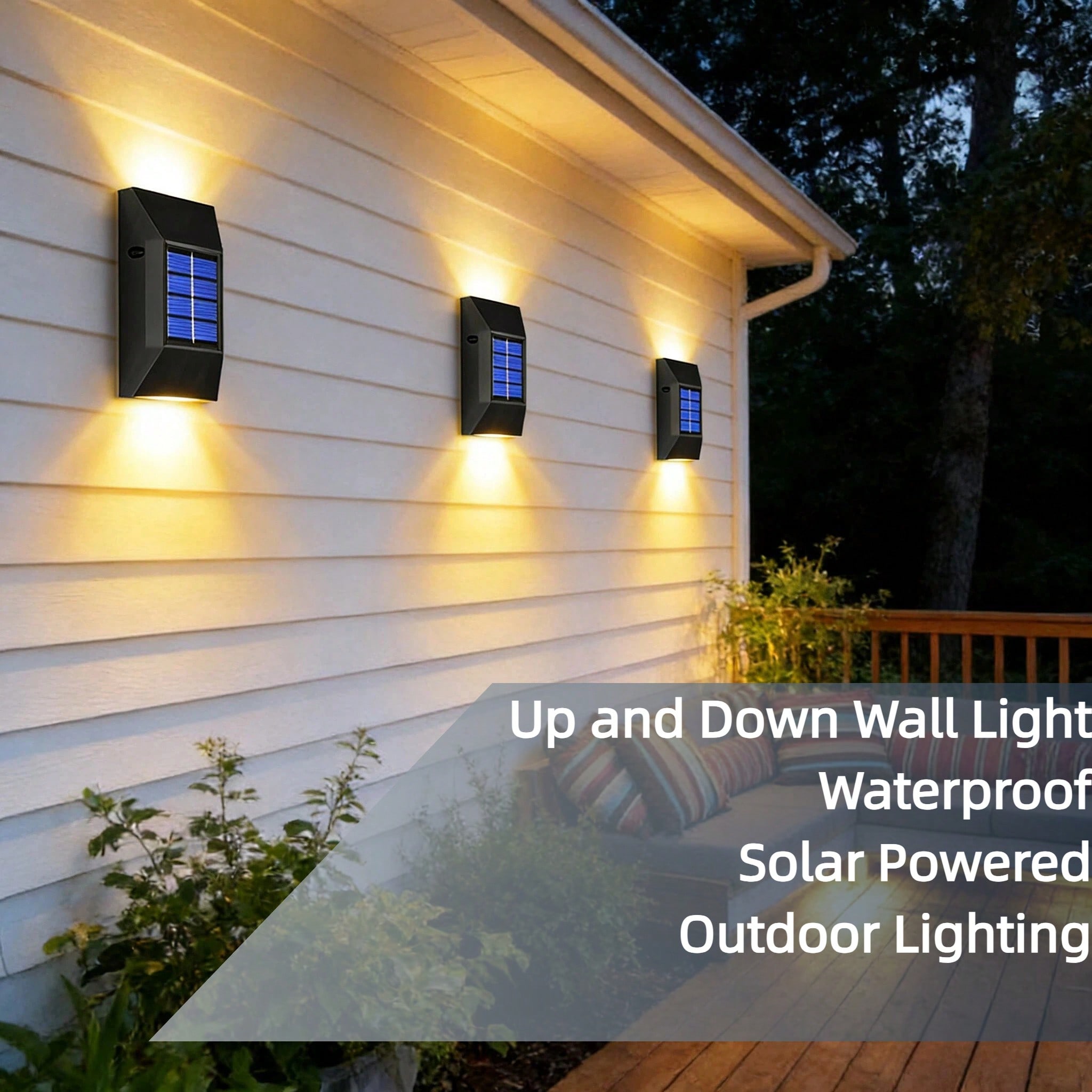 Outdoor Lighting On Stairs - 2 Pack Solar Powered LED Step