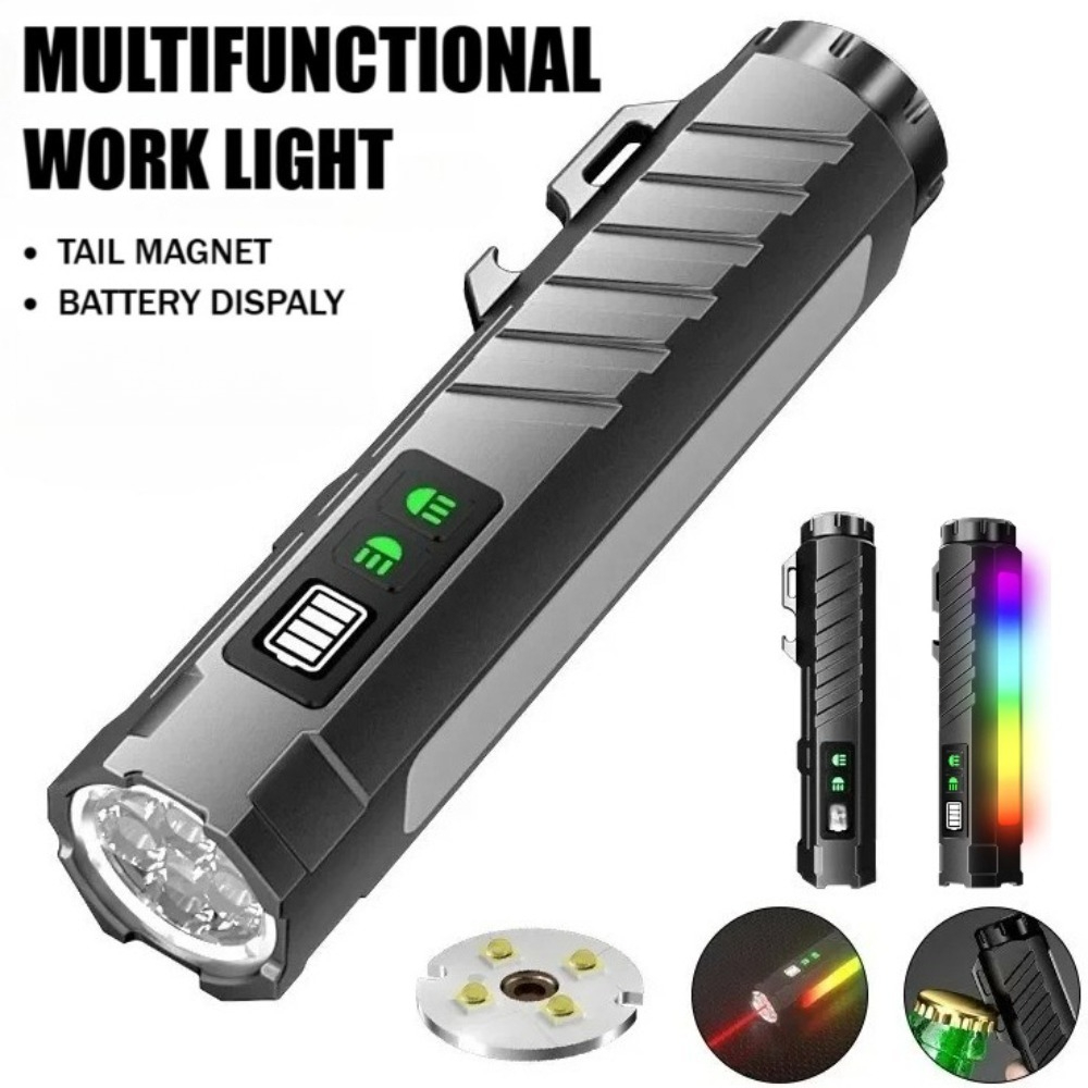 Outdoor Lighting Rechargeable - Multifunctional Strong Light LED Flashlight Rechargeable