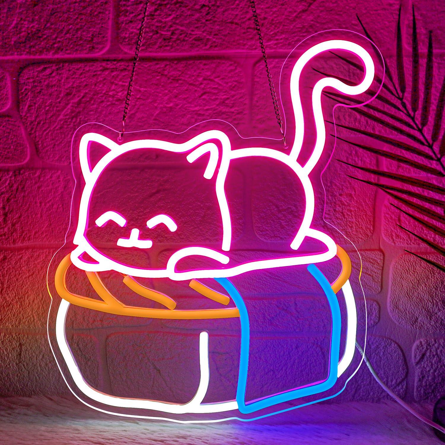 Cute Sushi Cat Neon Sign Kawai - Outdoor Lighting For Store incelemesi ve fiyatı