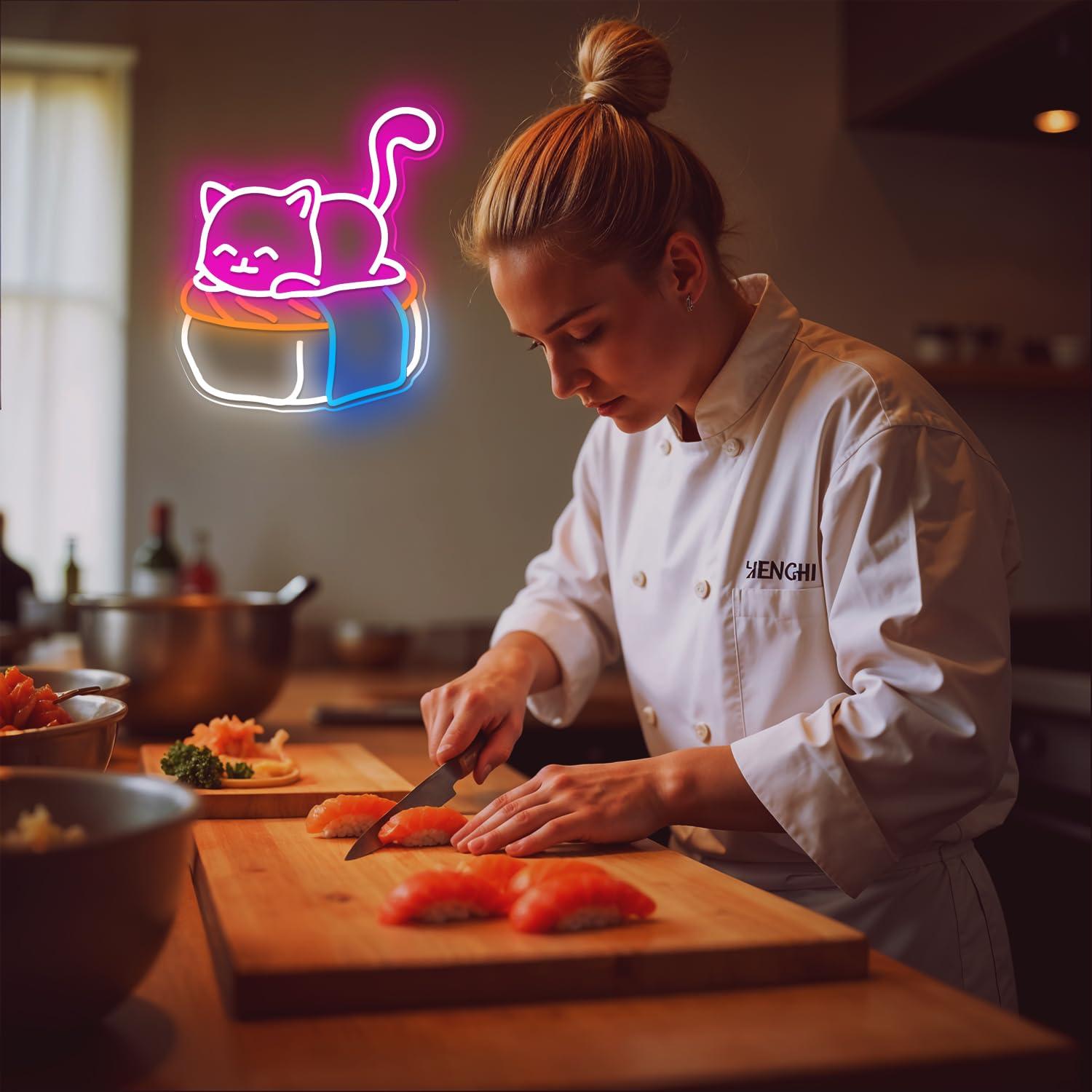 Cute Sushi Cat Neon Sign Kawai - Outdoor Lighting For Store incelemesi ve fiyatı