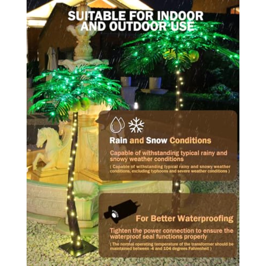 7ft Lighted Palm Tree with 208 - Outdoor Lighting Tree incelemesi ve fiyatı