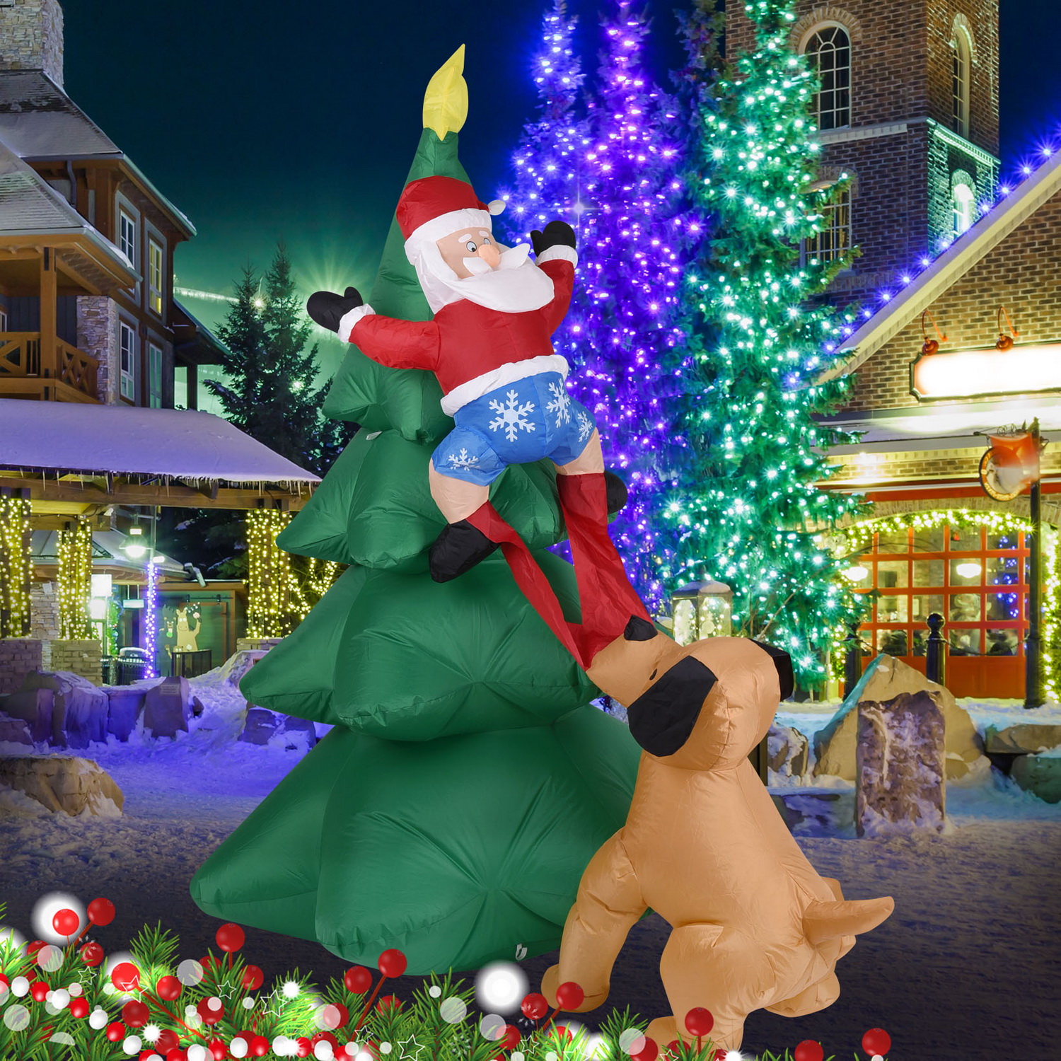 Christmas Inflatable Dog  w/Sa - Outdoor Lighting Tree incelemesi ve fiyatı