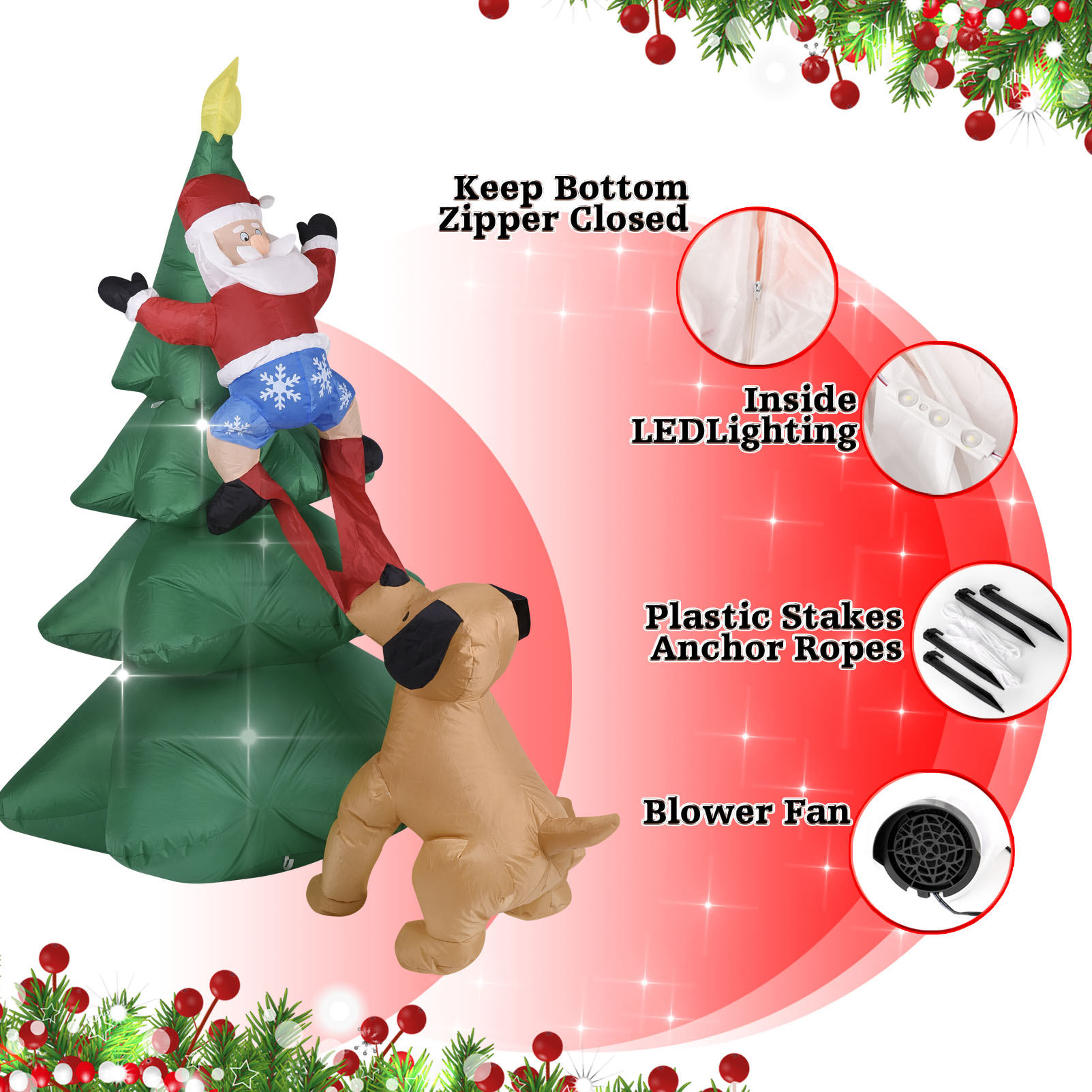 Christmas Inflatable Dog  w/Sa - Outdoor Lighting Tree incelemesi ve fiyatı