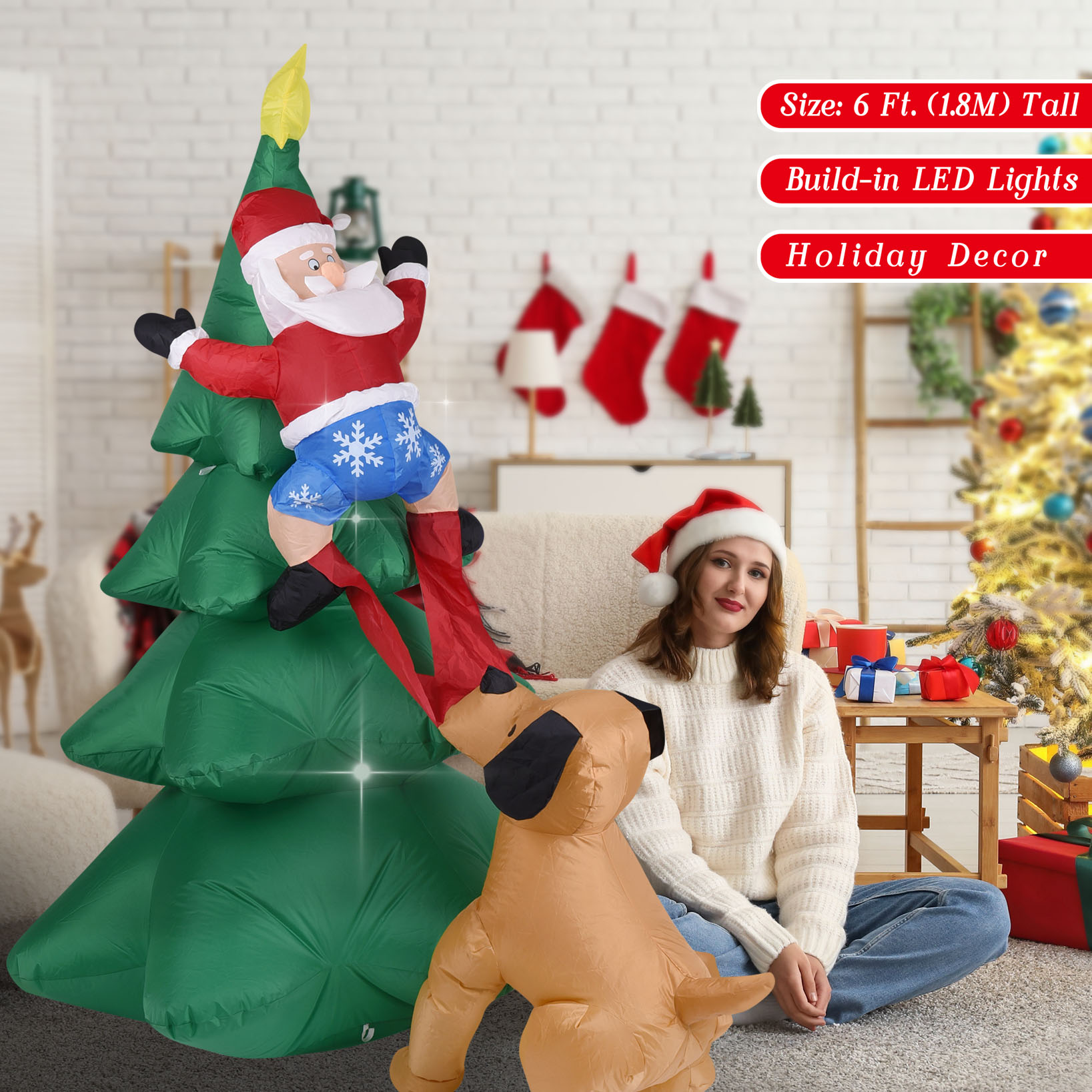 Christmas Inflatable Dog  w/Sa - Outdoor Lighting Tree incelemesi ve fiyatı