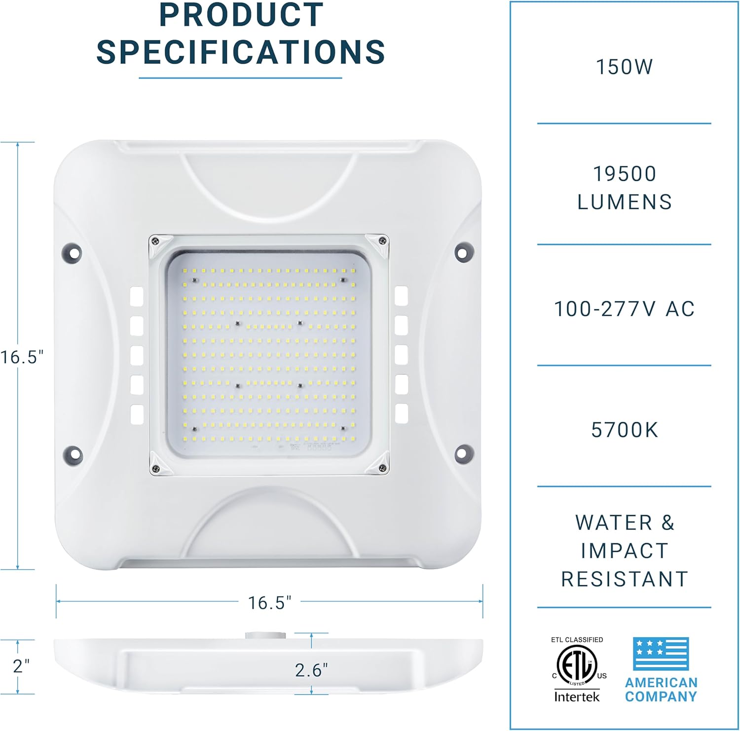 150W LED Canopy Light, 0-10V D - Outdoor Lighting Rechargeable incelemesi ve fiyatı