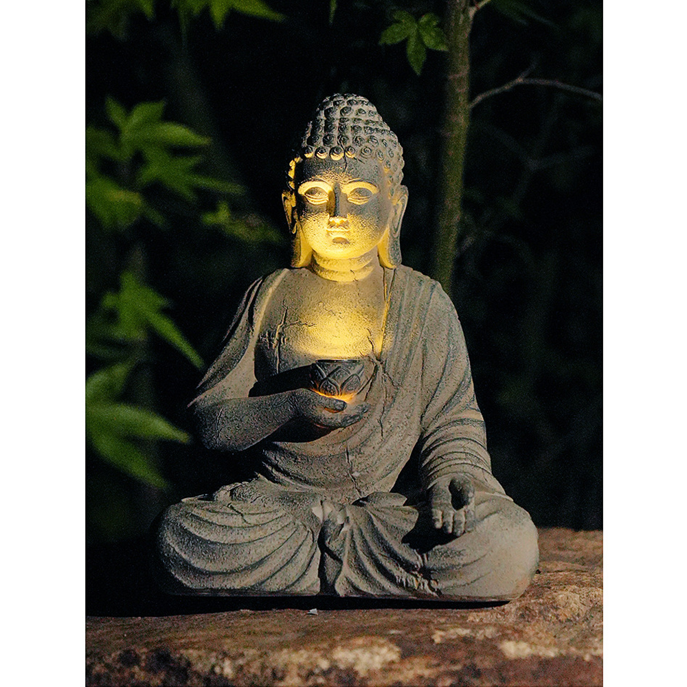 Resin Solar Buddha Statue Scul - Outdoor Zen Lighting incelemesi ve fiyatı