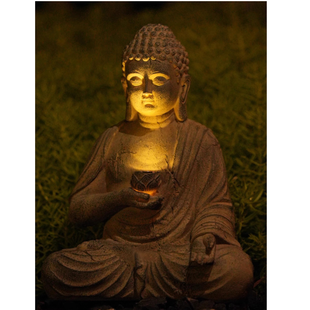 Resin Solar Buddha Statue Scul - Outdoor Zen Lighting incelemesi ve fiyatı