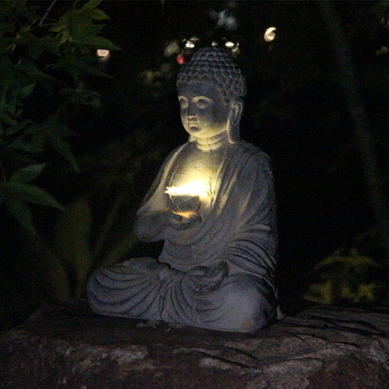 Resin Solar Buddha Statue Scul - Outdoor Zen Lighting incelemesi ve fiyatı