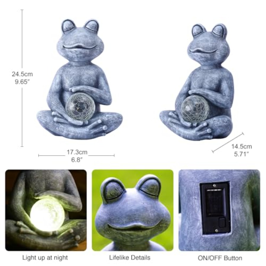 Frog Statue with Solar Gazing  - Outdoor Zen Lighting incelemesi ve fiyatı