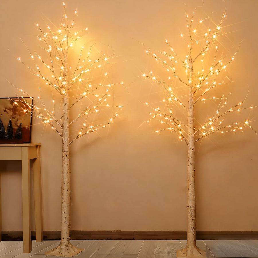 2 Pack 6FT Lighted Birch Tree, - Outdoor Lighting Tree incelemesi ve fiyatı