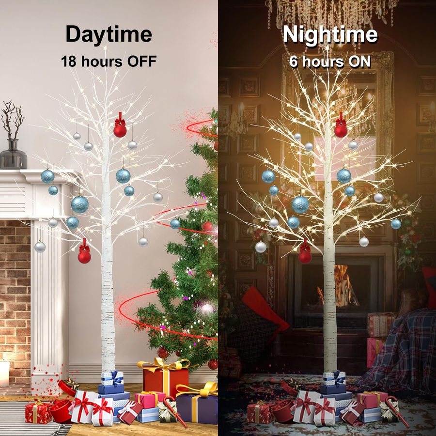2 Pack 6FT Lighted Birch Tree, - Outdoor Lighting Tree incelemesi ve fiyatı