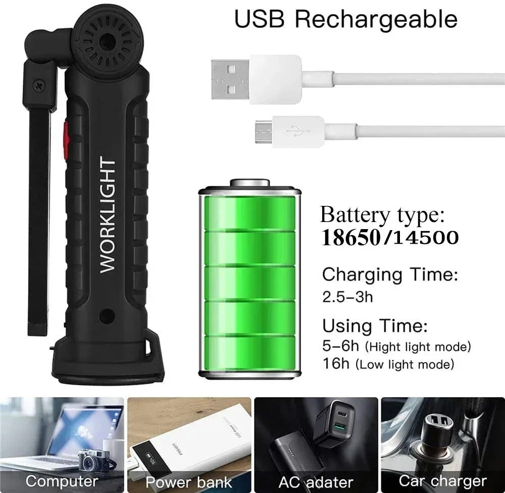 LED COB Flashlight USB Recharg - Outdoor Lighting Types incelemesi ve fiyatı