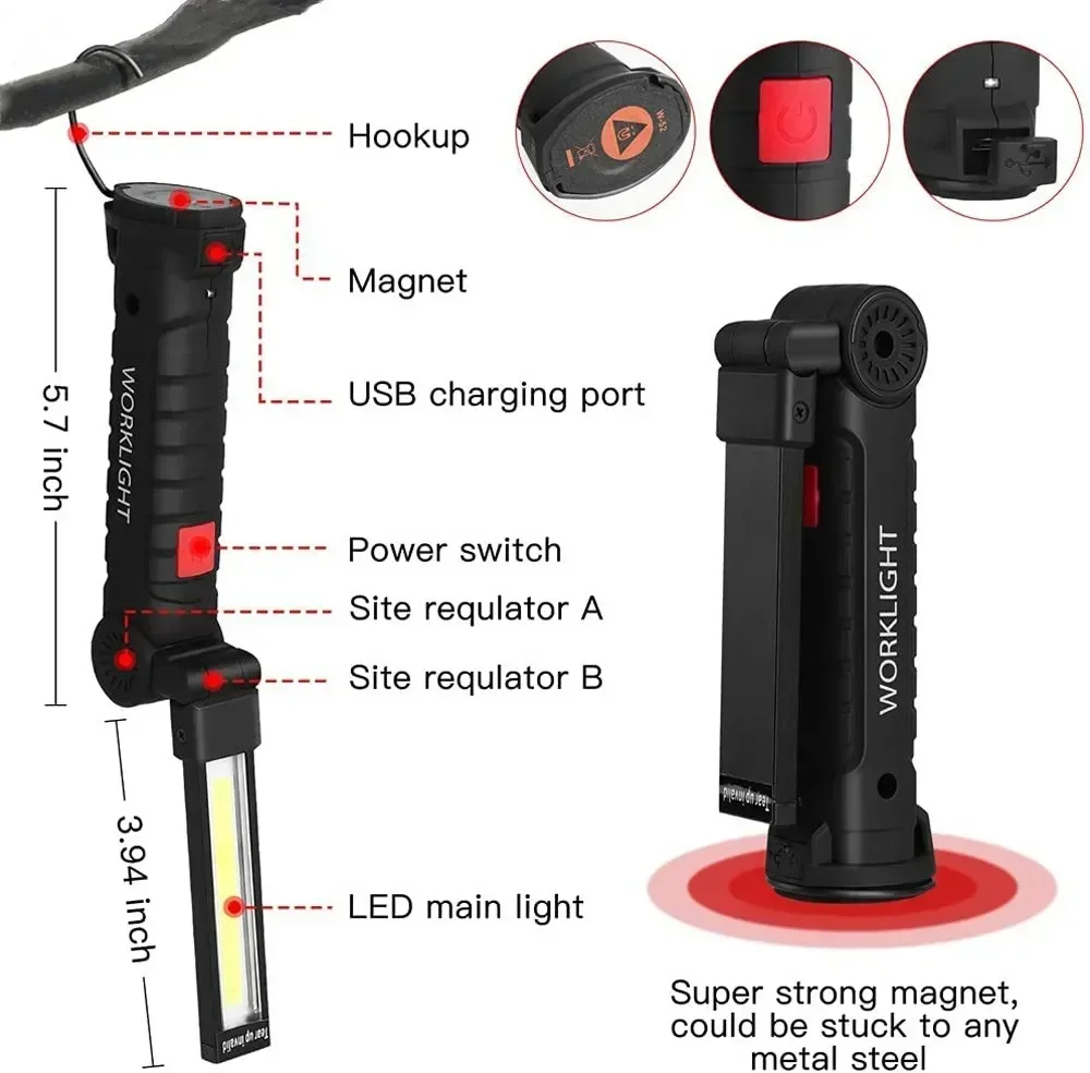 LED COB Flashlight USB Recharg - Outdoor Lighting Types incelemesi ve fiyatı