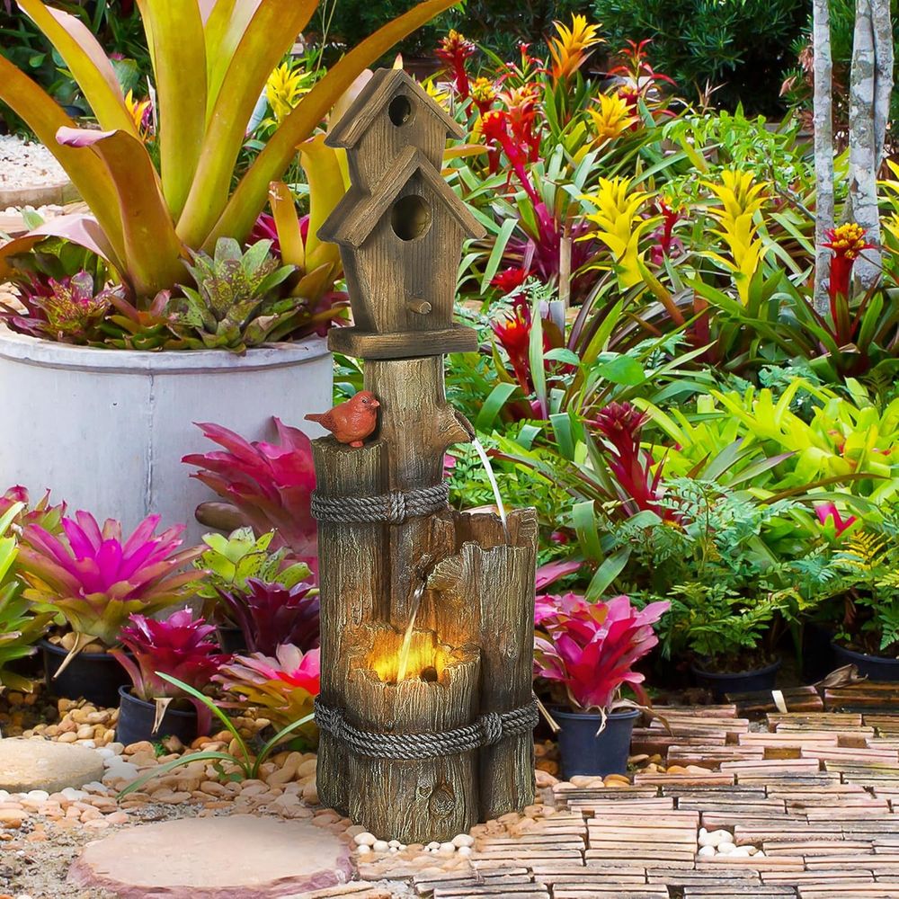 Brown 3-Tier Rustic Tree Trunk - Outdoor Lighting Tree incelemesi ve fiyatı