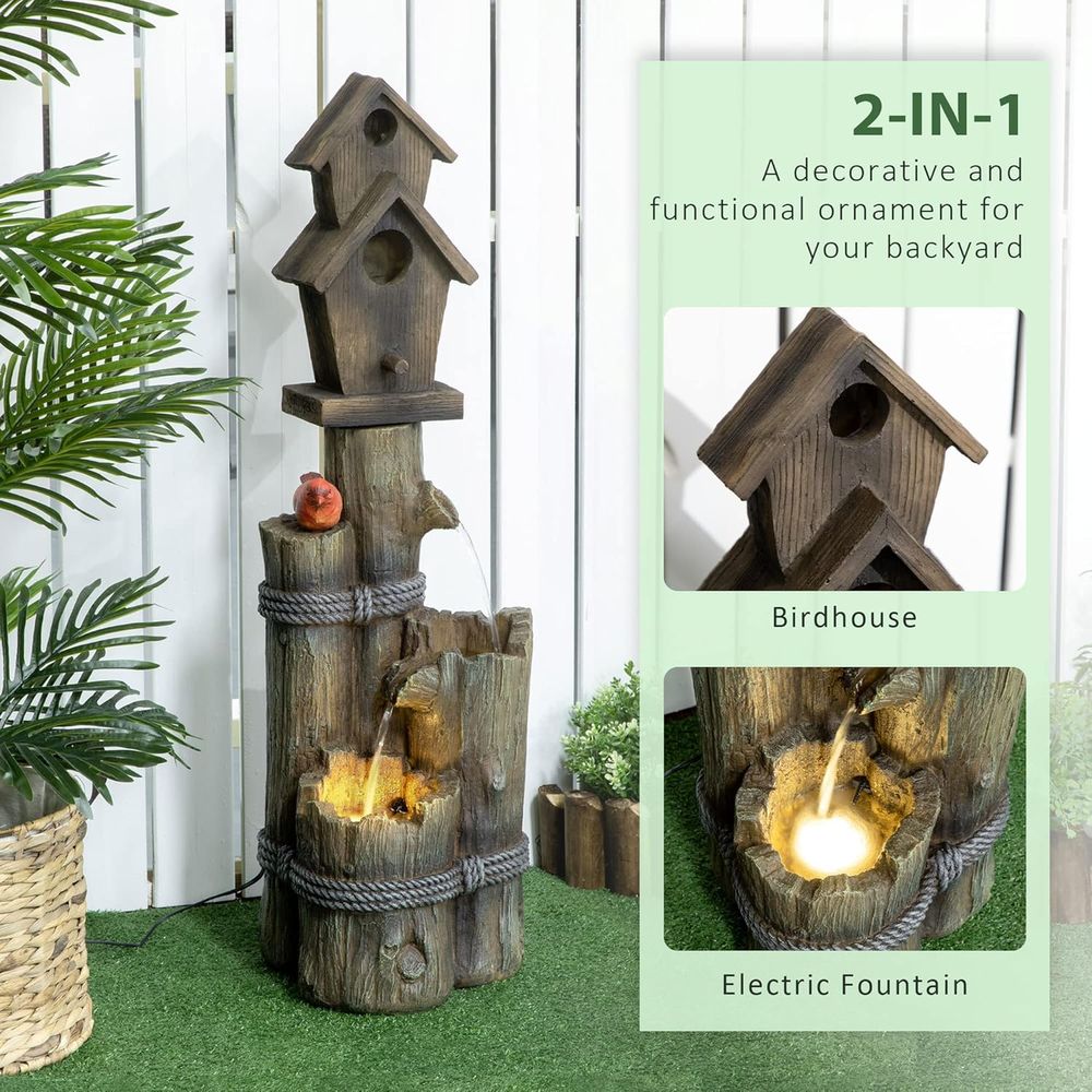 Brown 3-Tier Rustic Tree Trunk - Outdoor Lighting Tree incelemesi ve fiyatı